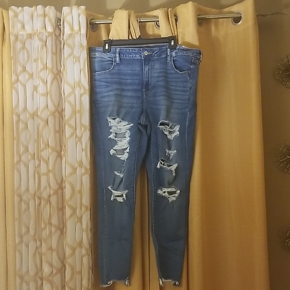 American Eagle Outfitters Ripped Blue Jeggings